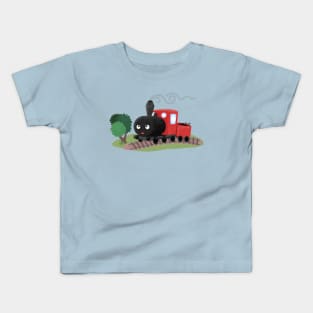 Cute steam train locomotive cartoon illustration Kids T-Shirt